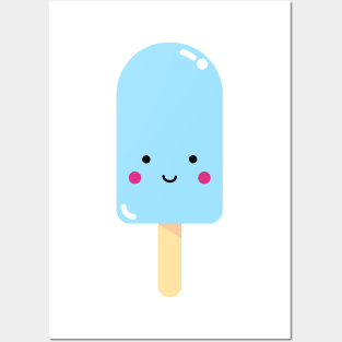 Blue Kawaii Ice Pop Posters and Art